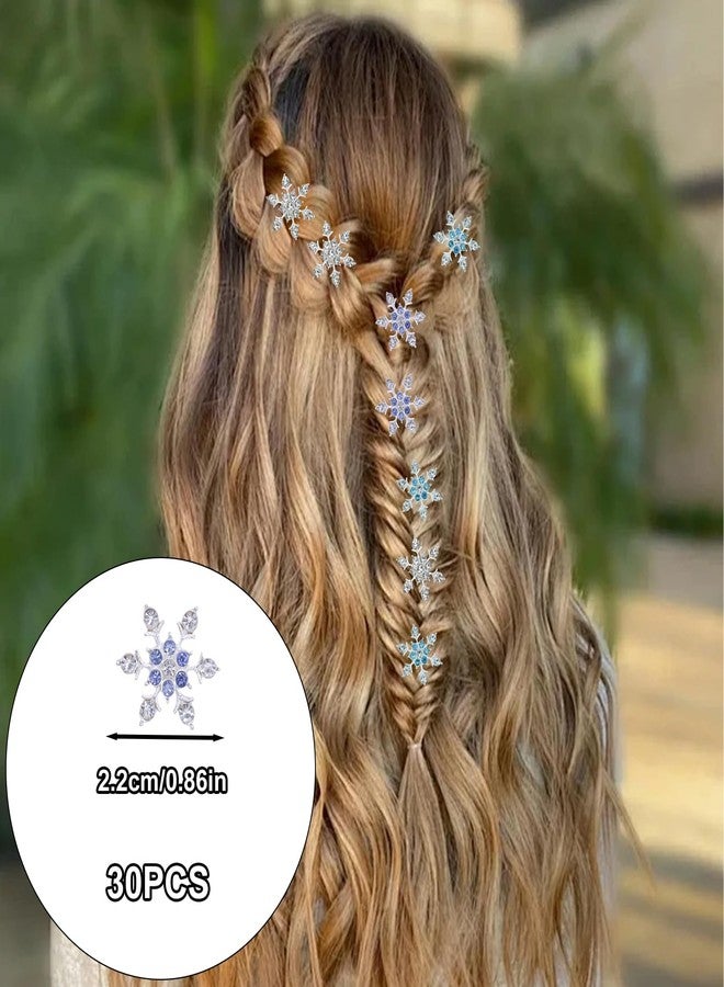 CYUXING 30Pcs Mini Rhinestone Snowflake Hair Clips, Cute Frozen Hair Decorations Accessories Supplies, Mini Rhinestones Silver Snowflake Ornaments Supplies for Women - Image 2